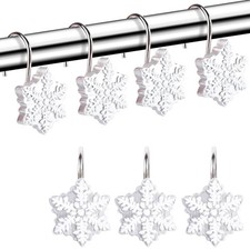 12PCS Snowflake Shower Curtain Hooks - Winter Bathroom Decorations