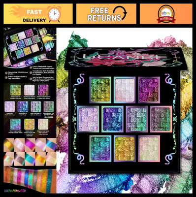 Multichrome Eyeshadow Palette - 10 Color Shifting Metallics, Holographic Glitter