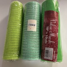 Holiday Lot 3 Rolls Decorative Mesh 10" W X 30 perfect for Christmas Craft  