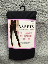 Assets Spanx High-Waist Shaping Tights Womens Size 2 Black Built-In Shaper Short