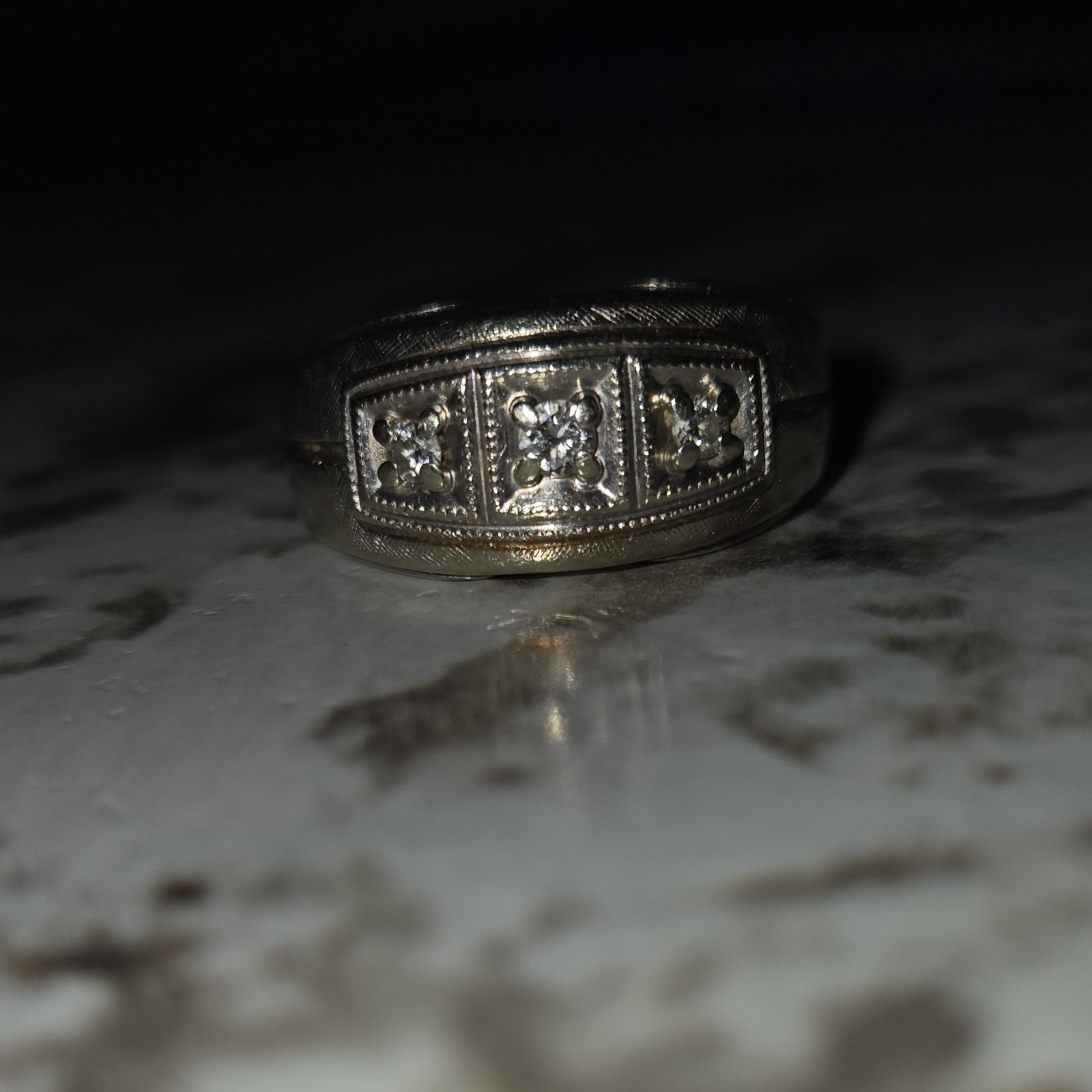BELLCREST Signed Silver Ring with Three Square Se… - image 2