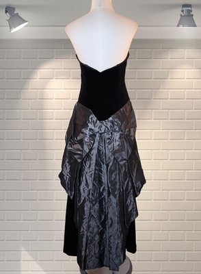 LAURA ASHLEY Vintage Velvet & Acetate Bustle Party Cocktail Dress - GB Label