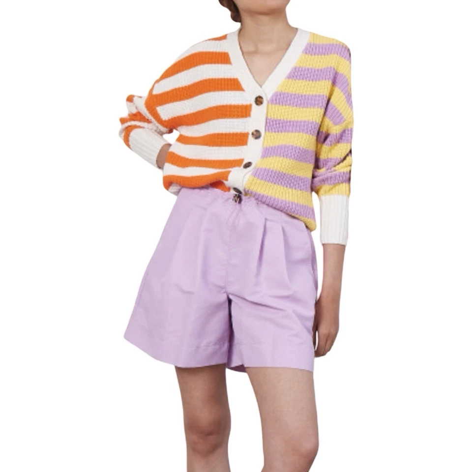 Pantalones Cortos STAUD Coco Para Mujer Talla S Lavanda Púrpura Nailon Plisados tiro Alto Foto 2 de 4