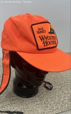 Jack Daniels Wyooter Hooter Blaze Orange Ear Flaps Made in USA Snapback Hat VGC