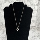 Vintage Sterling Silver Cubic Zirconia Open Heart Necklace Pendant & Chain