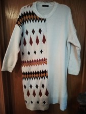 Insirah sweater dress featuring a geometric multicolor diamond pattern Size L