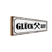 Holzschild 10X27 Cm GlüCk Auf Hammer Bergbau Dekoration Deko Geschenk Holz Schil