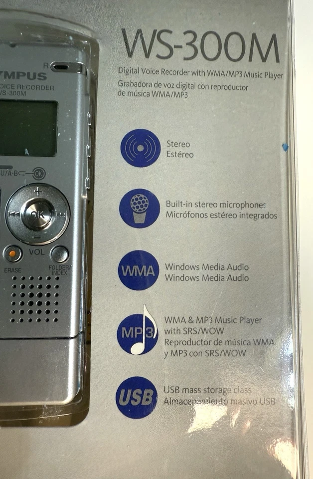 NEW Olympus WS-300M Digital Voice Recorder 256MB MP3/WMA Player USB Direct! - Image 4 of 4