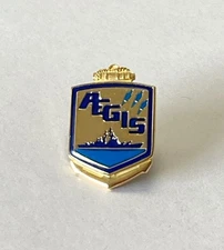 Vintage US Navy AEGIS Combat System Enamel Pin Ship Ocean Anchor