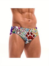 Vibrant Cartoon 3D Print Men's Swim Briefs