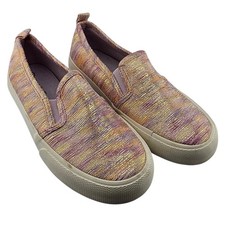 Cat and Jack Toddler Girls Slip On Sneakers Size 1 Metallic Multi Color EUC