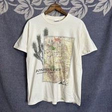 Joshua Tree National Park T Shirt Graphic Map Vintage 1990s Medium Gildan Beige 