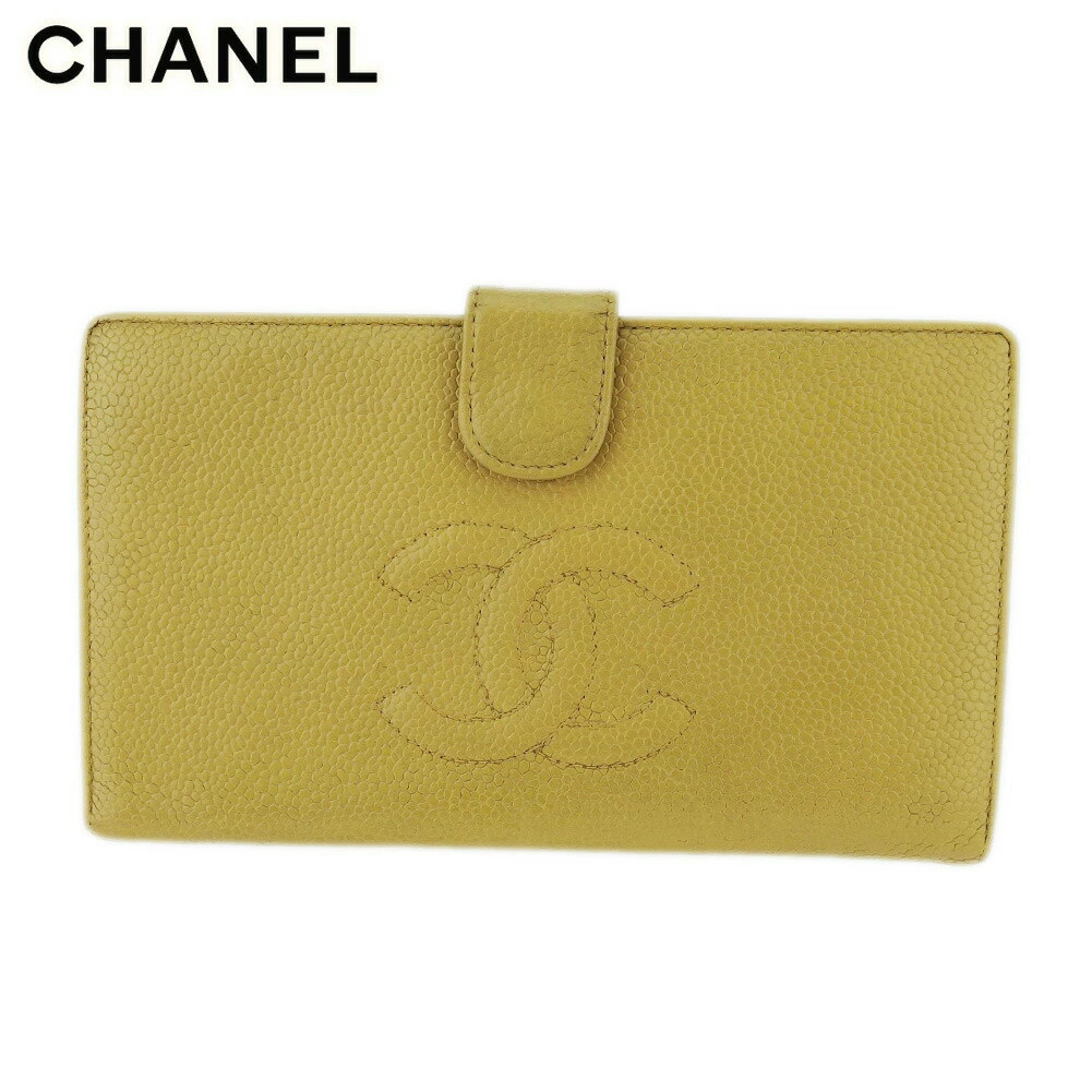 CHANEL Long Wallet Caviar Skin Beige Men s Used FT865133