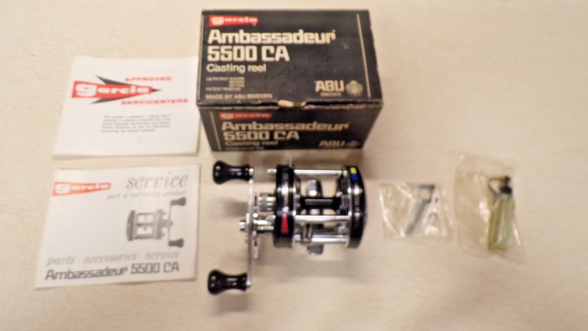 VINTAGE ABU GARCIA AMBASSADEUR FISHING REEL W/ BOX - BLACK 5500-CA