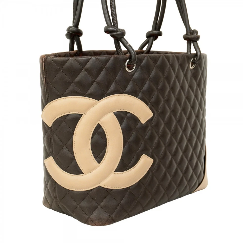  Bolso de Mano Chanel Cambon Piel de Cordero Marrón Plata Herrajes 580007 Foto 2 de 4