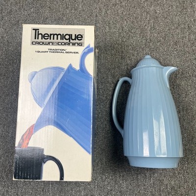 Thermique Crown Corning Thermo Servierkanne 1 Quart Schieferblau Vintage Verpackt