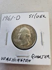 1961 D Washington Quarter 25C Silver Circulated Uncertified US Coin