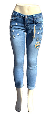 Hydraulic LOLA CURVY Size 3/4 Womens Jeans White Flower Embellished Ultra Luxe