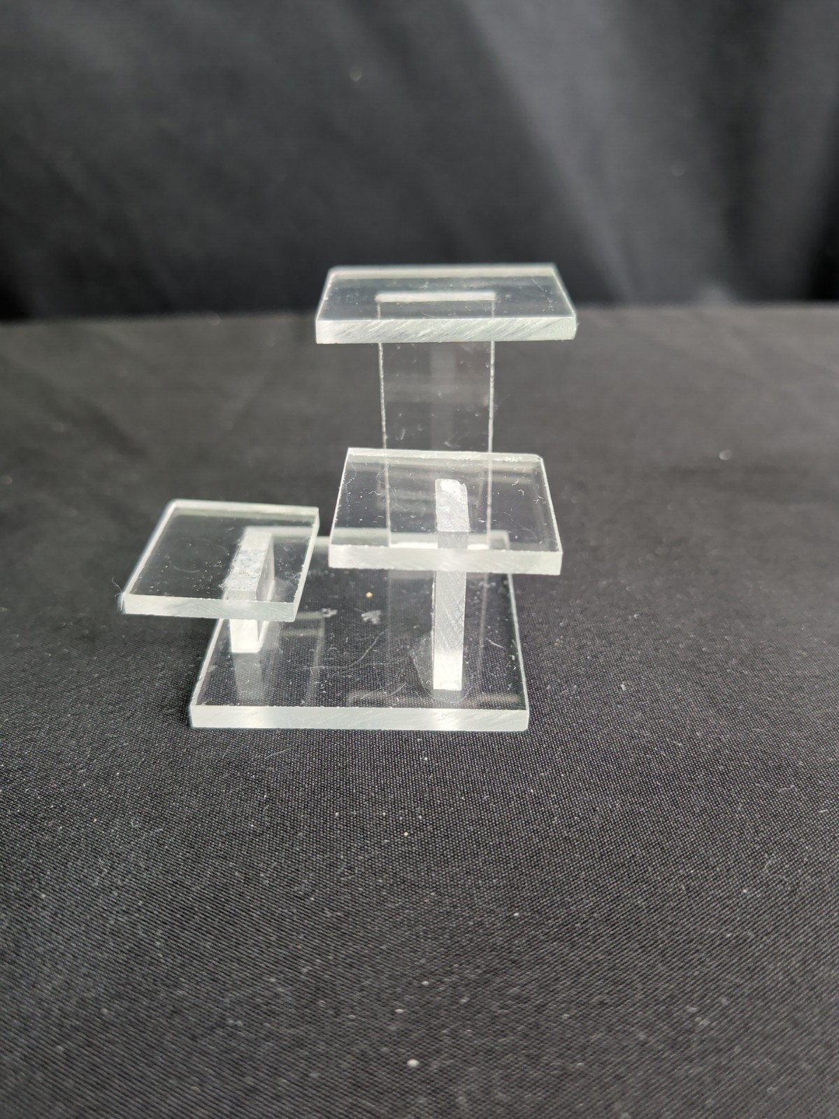 Mineral Display 3 Tier Clear Lucite Pedestal 3 x 2.5 x 2 3/4 Acrylic "C"
