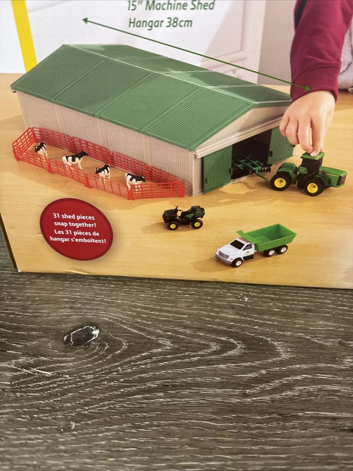 Juego de juguetes de granja fundidos a presión John Deere - escala 1:64 - incluye animales de granja, Mach Foto 2 de 4