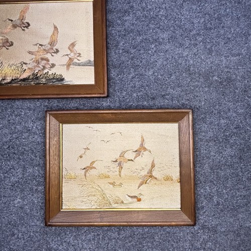 Pair of VTG Japanese Hand Embroidery Silk Pictures Ducks Mallards OMI Art Co. - Picture 3 of 19
