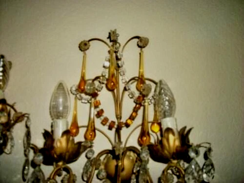 Lámpara Aplique Antigua CHATEAUCORE CRISTAL FRANCÉS Pr Cristal Ámbar Macarrones Cuentas Foto 4 de 4