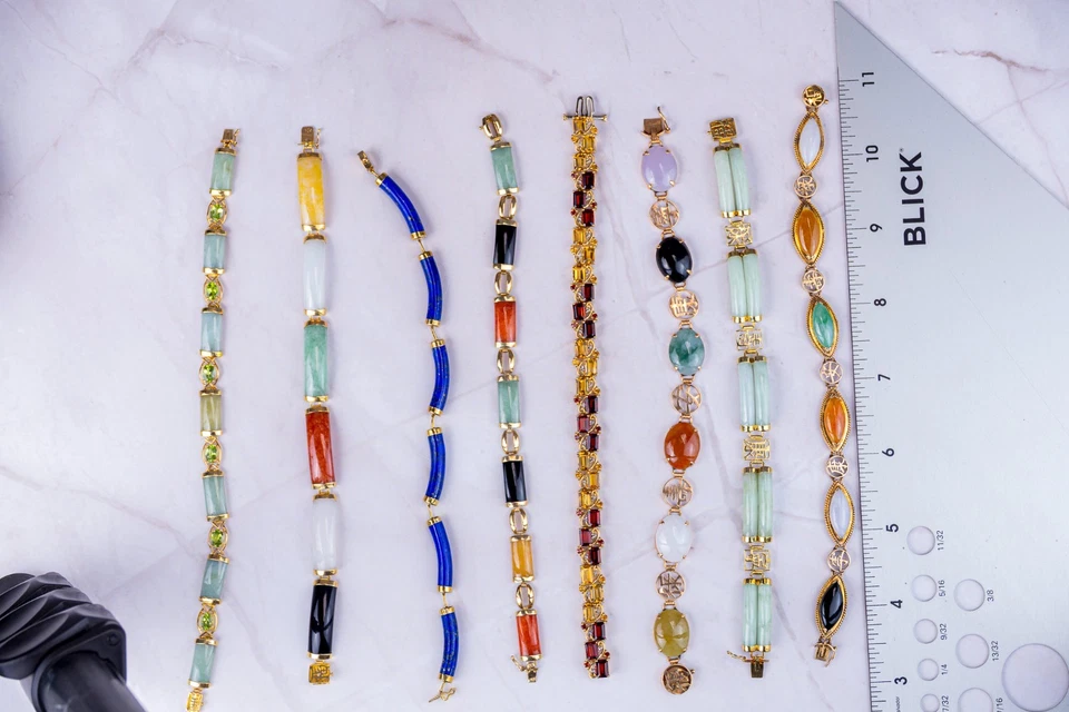 Brazalete Tenis Lapislázuli Vintage Oro Amarillo 14K 7" 10.3g Foto 3 de 4