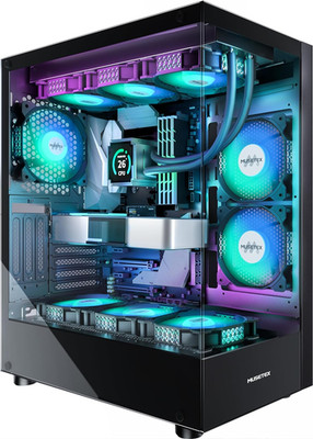 PC CASE ATX 6 PWM ARGB Fans Pre-Installed, Type-C Mid Tower Computer Case with F
