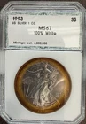 1993 PCGS MS67  1 OZ Silver AMERICAN EAGLE US $1 Dollar BEAUTIFULLY TONED!