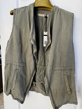 Max Jeans NEW Olive Green Tencel Drape Military Style Jacket Vest Women’s M NWT