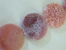 3 FIRE AGATE 35mm FLAT ROUND FOCAL SEMI PRECIOUS BEADS spf142