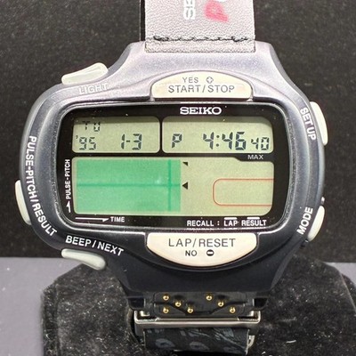 Seiko Quartz Digital Watch Large 60x Pulse Graph PROA-4A10 Battery Replaced