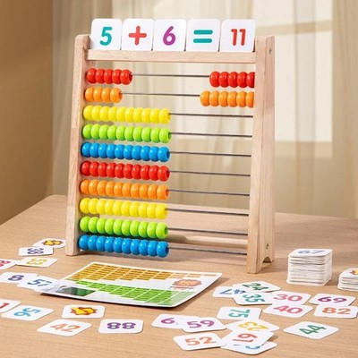 Wooden Counting Frame Abacus for Kids Math Learning - 10 Rows, 8-Inch Gifts
