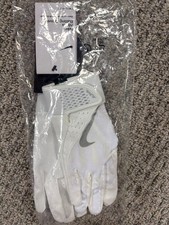 Nike Alpha Baseball Batting Gloves, White, Size Youth Large