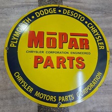 MOPAR PARTS PORCELAIN ENAMEL SIGN 29 X 29 INCHES