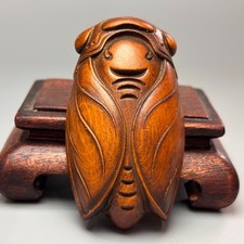 68mm China Boxwood Handmade Carved Cicada Statue       W565