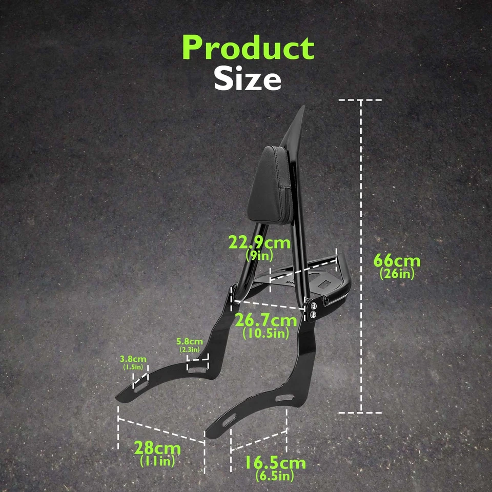 Respaldo de pasajero negro barra Sissy portaequipajes para Kawasaki Vulcan 2000 VN2000 Foto 2 de 4