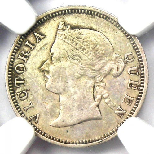 1873 Straits Settlements Victoria 5C - NGC XF45 PQ - Rare Date Certified Coin
