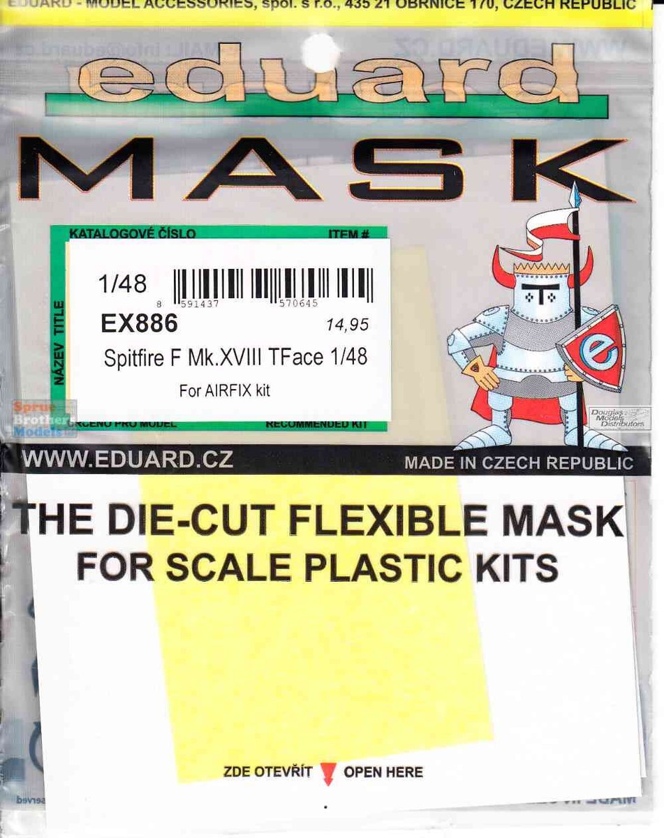 Eduard 1/48 scale paint masks for Spitfire F Mk.XVIII TFace by Airfix - EX886 Eduard 1/48 scale paint masks for Spitfire F Mk.XVIII TFace by Airfix - EX886