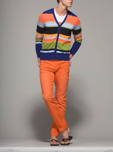 LOVE MOSCHINO Striped Cotton-Knit V-Neck Cardigan Sweater EUC/sz L (runs small) - Picture 9 of 13