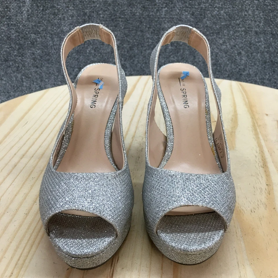 Call It Spring Sandals Womens 6.5 M Slingback Pumps Silver Sparkle Casual Heels - Image 4 of 4