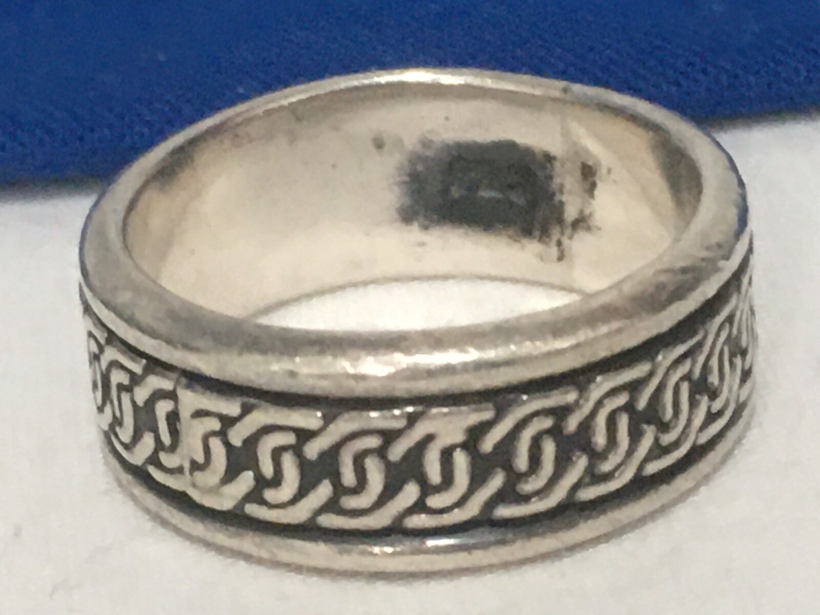 Vintage SIGNED Etched Geometric Pattern Sterling … - image 1