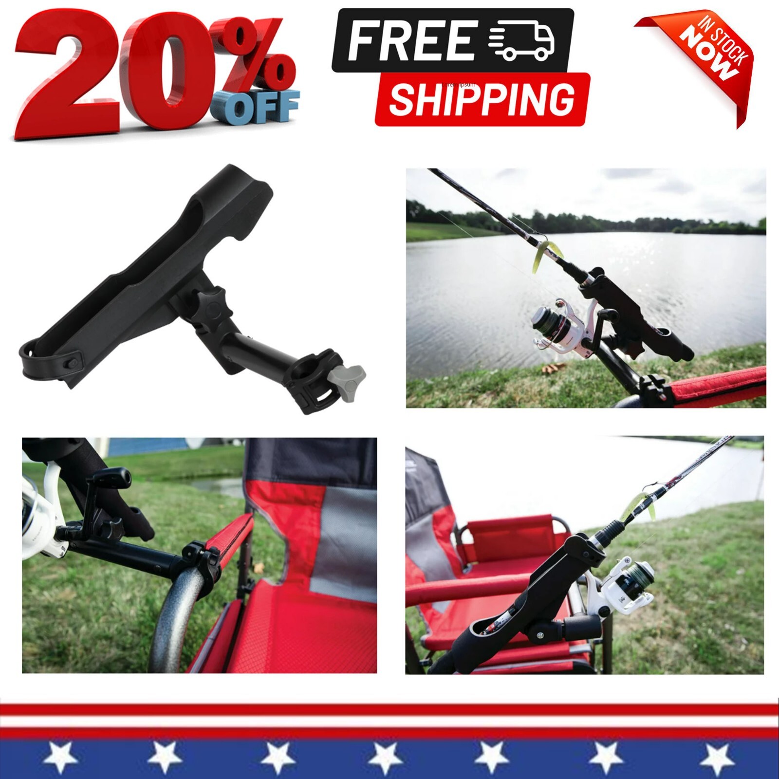 Ozark Trail Universal Fishing Rod Holder Chair Attachment Adjustable