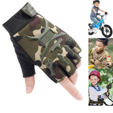 Kids Cycling Half Finger Gloves Boys Girls Fingerless Outdoor Sports Children