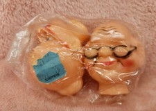 Vtg Mr Mrs Santa Claus Fibre Craft plastic 2 1/2" Heads New Crafts Doll making