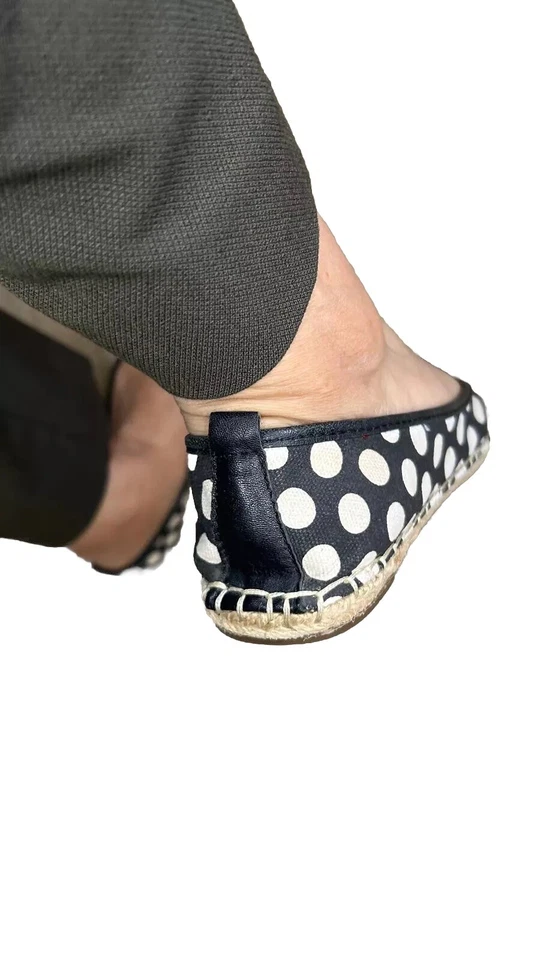 Michael Kors Meg Espadrille Polka Dot Canvas Flats Black White - Image 4 of 4
