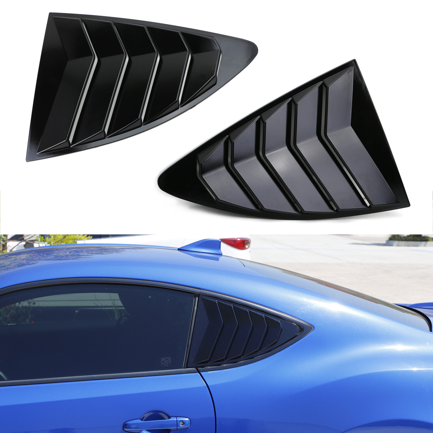 2Ps Gloss Black For Toyota 86 FR-S Subaru BRZ Rear Side Window Louvers