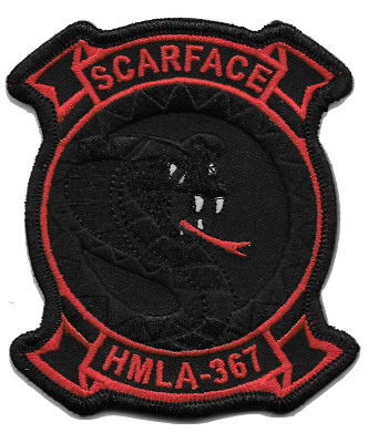 4'' MARINE CORPS HMLA-367 SCARFACE HELI SQUAD NIGHT OPS EMBROIDERED JACKET PATCH