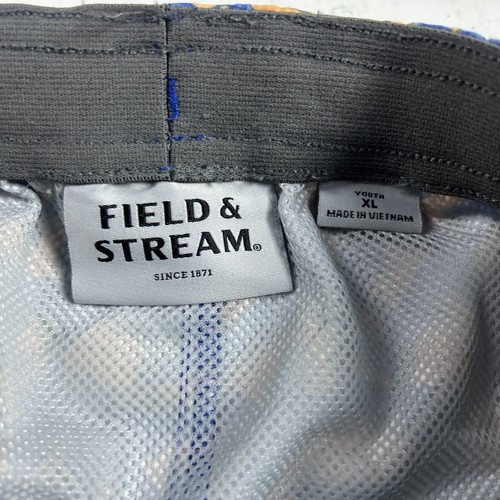 Field & Stream Youth Swim Pull On Shorts Size XL Blue Doodle Fish Orange Print - Picture 4 of 10