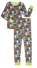 Boys Halloween 2 Piece Pajama Set - Gray Ghosts, Frankenstein, Pumpkin - Size 5